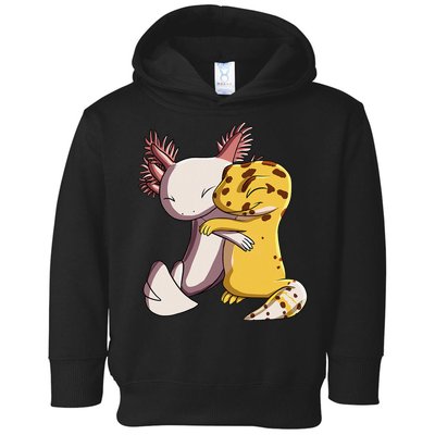 Cute Kawaii Leopard Gecko Hugging Axolotl Toddler Hoodie