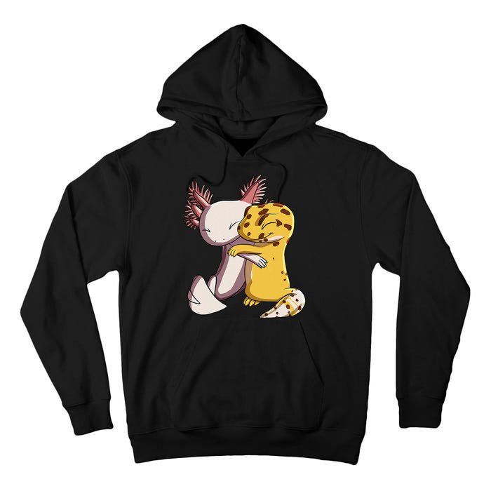 Cute Kawaii Leopard Gecko Hugging Axolotl Tall Hoodie