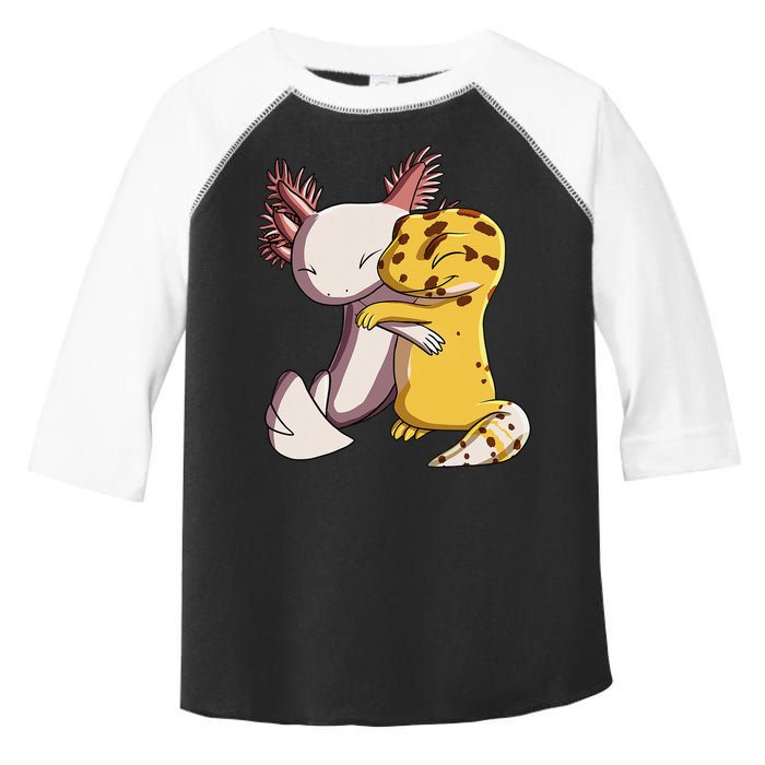 Cute Kawaii Leopard Gecko Hugging Axolotl Toddler Fine Jersey T-Shirt