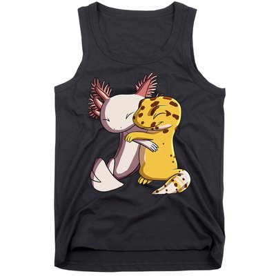Cute Kawaii Leopard Gecko Hugging Axolotl Tank Top
