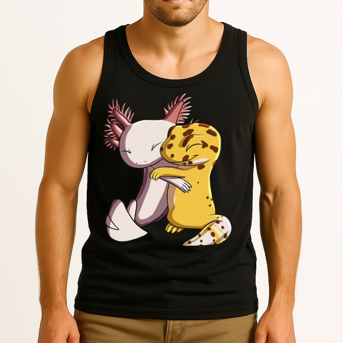 Cute Kawaii Leopard Gecko Hugging Axolotl Tank Top