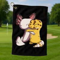 Cute Kawaii Leopard Gecko Hugging Axolotl Golf Towel