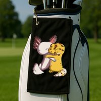 Cute Kawaii Leopard Gecko Hugging Axolotl Golf Towel