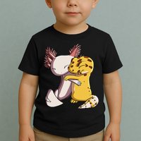 Cute Kawaii Leopard Gecko Hugging Axolotl Toddler T-Shirt