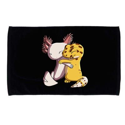 Cute Kawaii Leopard Gecko Hugging Axolotl Microfiber Hand Towel