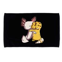 Cute Kawaii Leopard Gecko Hugging Axolotl Microfiber Hand Towel