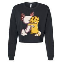 Cute Kawaii Leopard Gecko Hugging Axolotl Cropped Pullover Crew