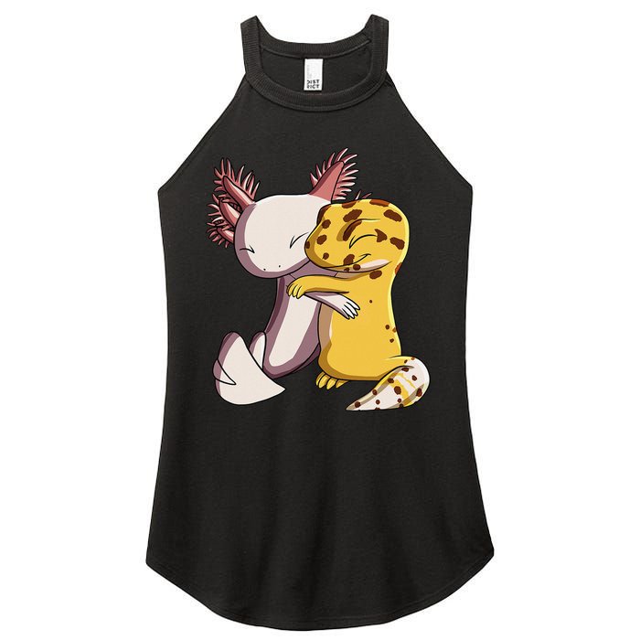 Cute Kawaii Leopard Gecko Hugging Axolotl Women's Perfect Tri Rocker Tank
