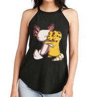 Cute Kawaii Leopard Gecko Hugging Axolotl Women's Perfect Tri Rocker Tank