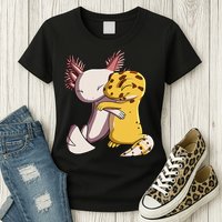 Cute Kawaii Leopard Gecko Hugging Axolotl Womens T-Shirt