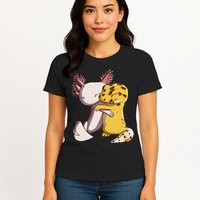 Cute Kawaii Leopard Gecko Hugging Axolotl Womens T-Shirt
