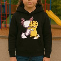 Cute Kawaii Leopard Gecko Hugging Axolotl Kids Hoodie