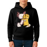Cute Kawaii Leopard Gecko Hugging Axolotl Kids Hoodie
