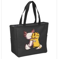 Cute Kawaii Leopard Gecko Hugging Axolotl Zip Tote Bag
