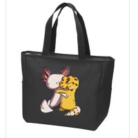 Cute Kawaii Leopard Gecko Hugging Axolotl Zip Tote Bag