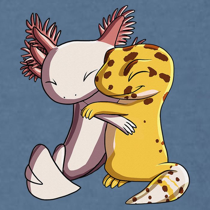 Cute Kawaii Leopard Gecko Hugging Axolotl Garment-Dyed Sweatshirt