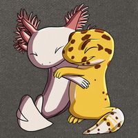 Cute Kawaii Leopard Gecko Hugging Axolotl Cotton Canvas Backpack