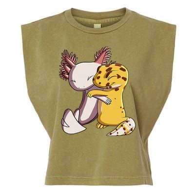 Cute Kawaii Leopard Gecko Hugging Axolotl Garment-Dyed Women's Muscle Tee