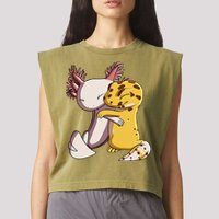 Cute Kawaii Leopard Gecko Hugging Axolotl Garment-Dyed Women's Muscle Tee