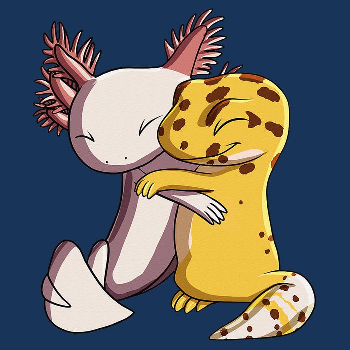 Cute Kawaii Leopard Gecko Hugging Axolotl Infant Baby Jersey Bodysuit