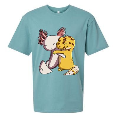 Cute Kawaii Leopard Gecko Hugging Axolotl Sueded Cloud Jersey T-Shirt