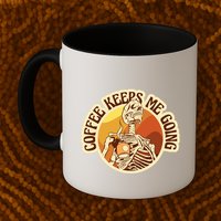 Coffee Keeps Me Going Skeleton Retro Sunset Mug