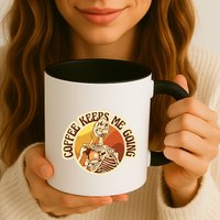 Coffee Keeps Me Going Skeleton Retro Sunset Mug