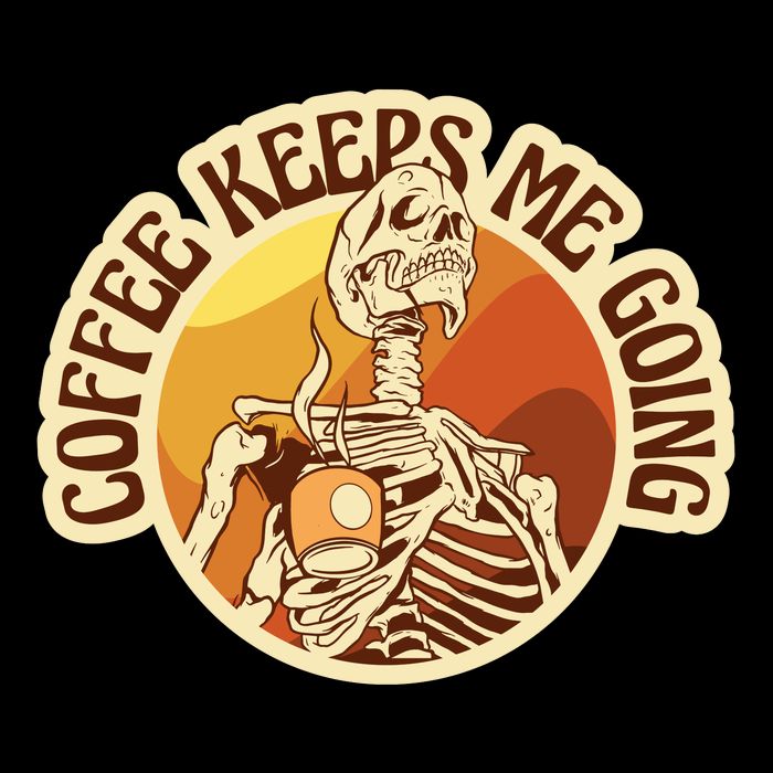 Coffee Keeps Me Going Skeleton Retro Sunset Mug