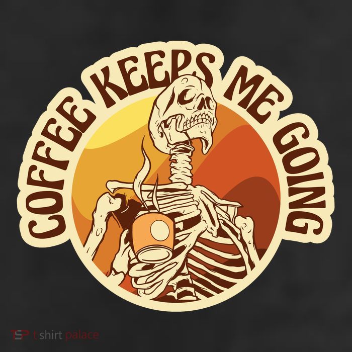 Coffee Keeps Me Going Skeleton Retro Sunset 11oz C Handle Ceramic Mug