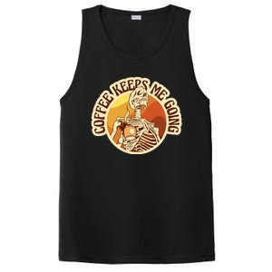 Coffee Keeps Me Going Skeleton Retro Sunset PosiCharge Competitor Tank