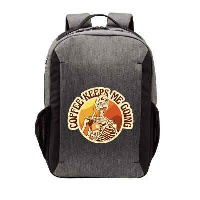 Coffee Keeps Me Going Skeleton Retro Sunset Vector Backpack