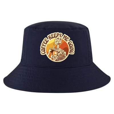 Coffee Keeps Me Going Skeleton Retro Sunset Cool Comfort Performance Bucket Hat