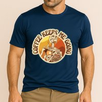 Coffee Keeps Me Going Skeleton Retro Sunset Cooling Performance Crew T-Shirt