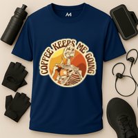 Coffee Keeps Me Going Skeleton Retro Sunset Cooling Performance Crew T-Shirt
