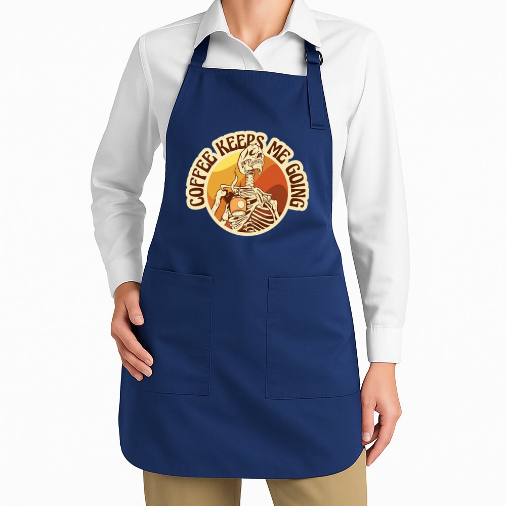 Coffee Keeps Me Going Skeleton Retro Sunset Apron