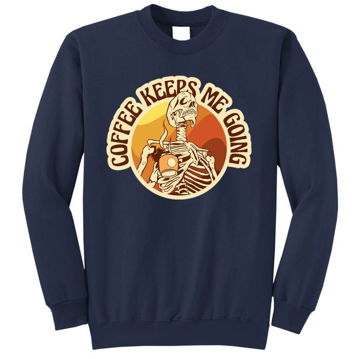 Coffee Keeps Me Going Skeleton Retro Sunset Sweatshirt