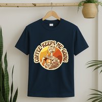 Coffee Keeps Me Going Skeleton Retro Sunset T-Shirt