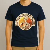Coffee Keeps Me Going Skeleton Retro Sunset T-Shirt