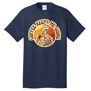 Coffee Keeps Me Going Skeleton Retro Sunset Tall T-Shirt