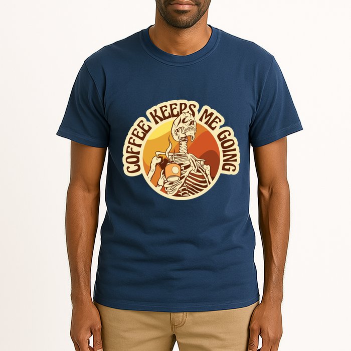 Coffee Keeps Me Going Skeleton Retro Sunset Tall T-Shirt