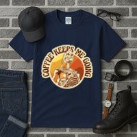 Coffee Keeps Me Going Skeleton Retro Sunset Tall T-Shirt