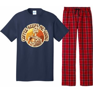 Coffee Keeps Me Going Skeleton Retro Sunset Pajama Set