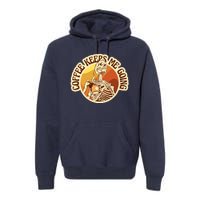 Coffee Keeps Me Going Skeleton Retro Sunset Premium Hoodie