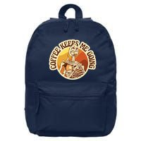 Coffee Keeps Me Going Skeleton Retro Sunset 16 in Basic Backpack