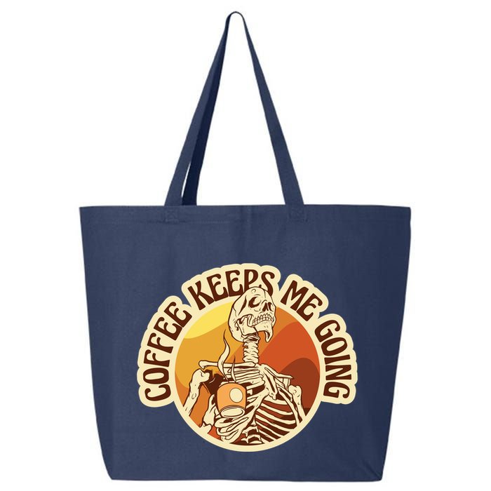 Coffee Keeps Me Going Skeleton Retro Sunset 25L Jumbo Tote