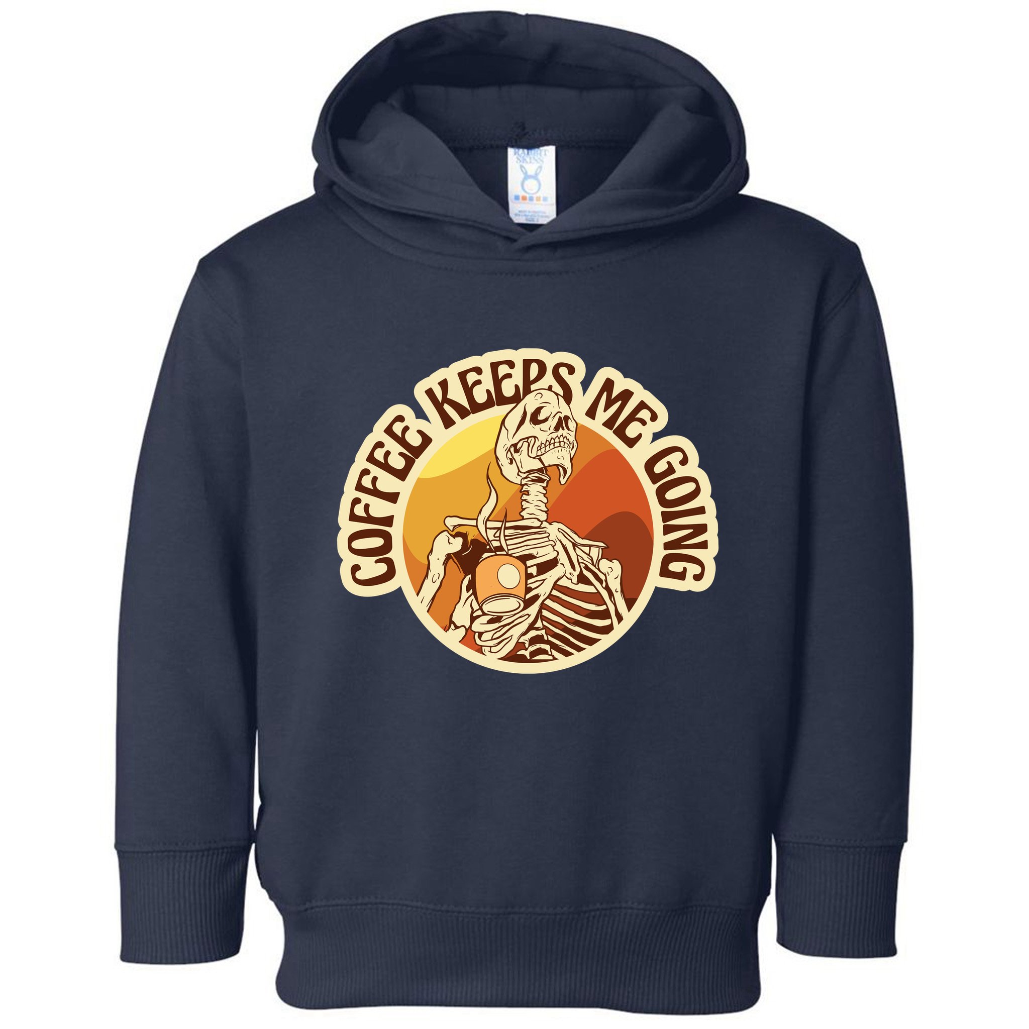 Coffee Keeps Me Going Skeleton Retro Sunset Toddler Hoodie
