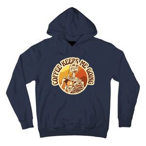 Coffee Keeps Me Going Skeleton Retro Sunset Tall Hoodie