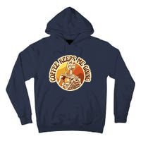 Coffee Keeps Me Going Skeleton Retro Sunset Tall Hoodie