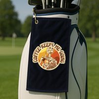 Coffee Keeps Me Going Skeleton Retro Sunset Golf Towel