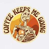 Coffee Keeps Me Going Skeleton Retro Sunset Garment-Dyed Sweatshirt